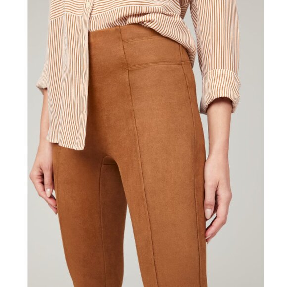 NWT SPANX Faux Suede Leggings in Rich Caramel Soft Stretch Size XL - Picture 2 of 13
